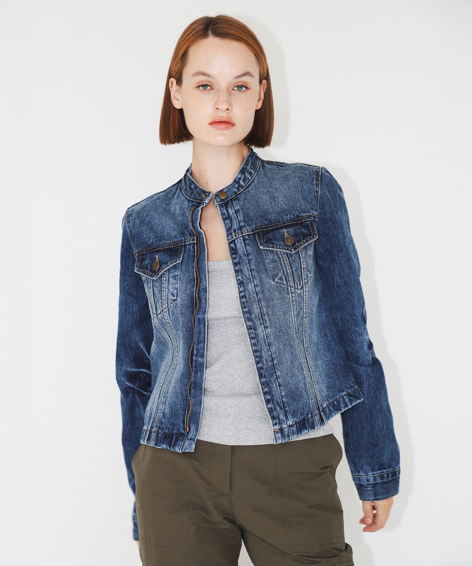 24NEW★theverlin★MANDARINE COLLAR DENIM JACKET MUSINSA | THE VERLIN MANDARINE COLLAR DENIM JACKET - BLUE