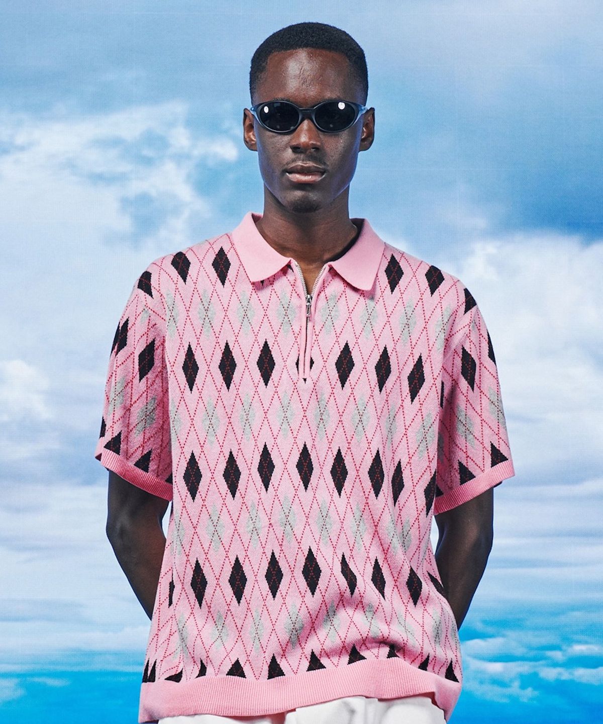 에프디알(FDR) Jacquard Argyle Collar Tee_Buble Pink