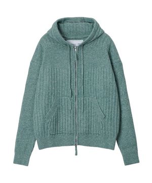 Souffle Varigated Rib Hood Zip Up_Melange Green