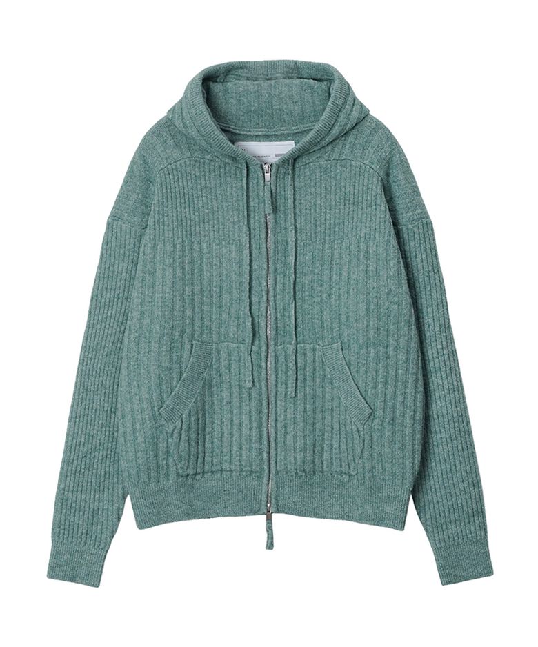 Souffle Varigated Rib Hood Zip Up_Melange Green