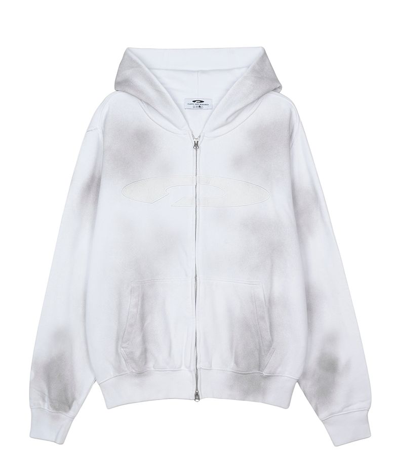 Gradation Washed Disk Logo Hood Zip-Up_Cream