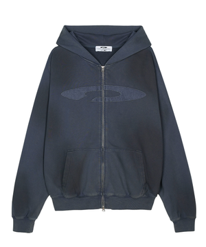 Gradation Washed Disk Logo Hood Zip-Up_Slate Gray
