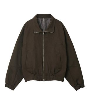 Twill Solid Racing Zip-up Jacket_Khaki