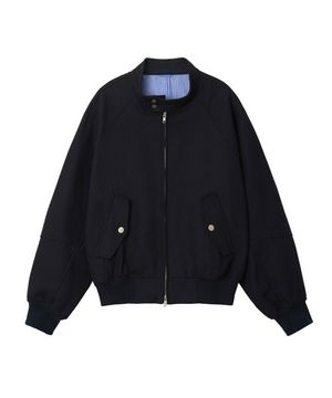 Dobby Twill 3D Sleeve Harrington Jacket_Navy