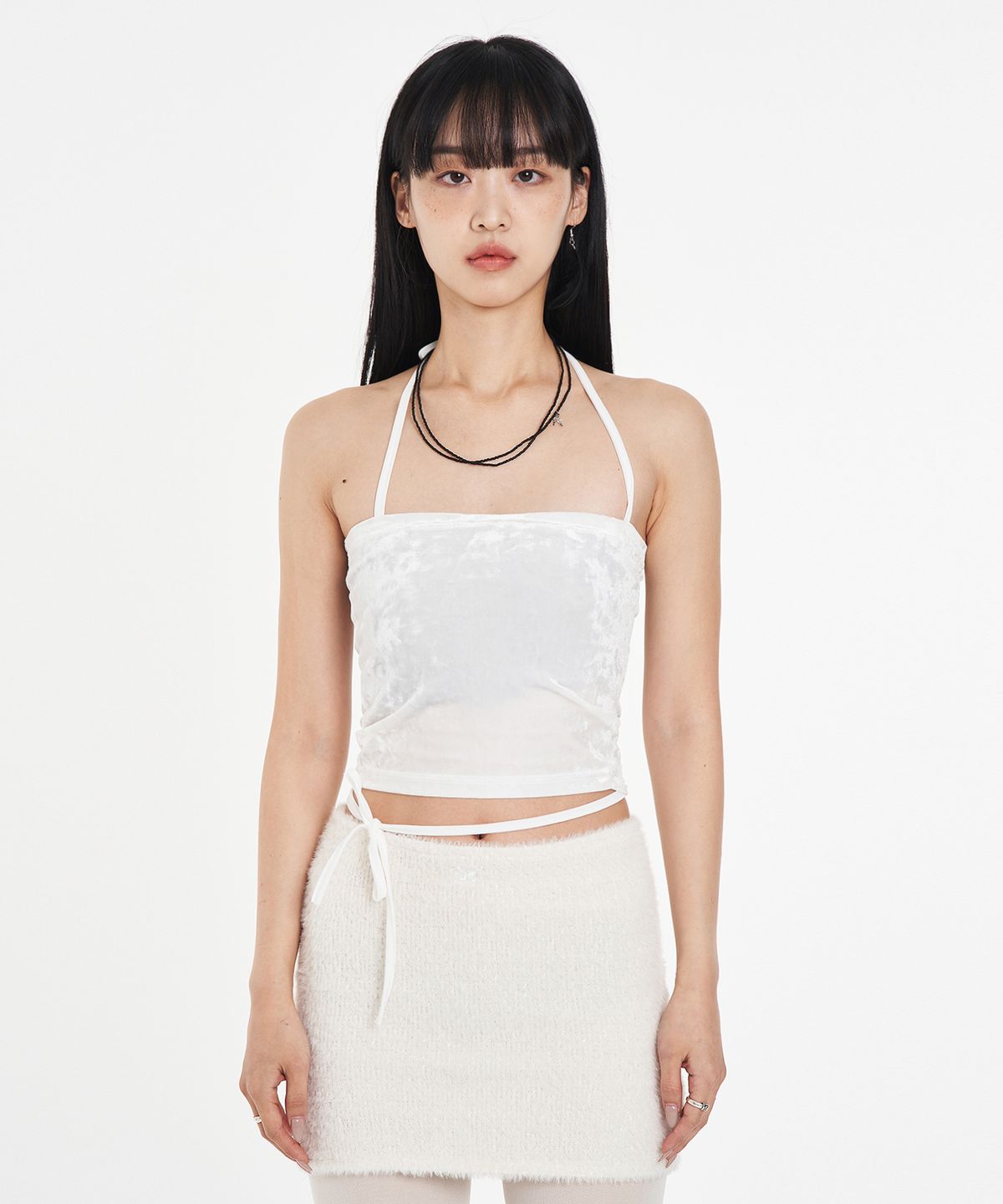 어세이(ASSAY) VELVET STRING TUBE TOP (WHITE)