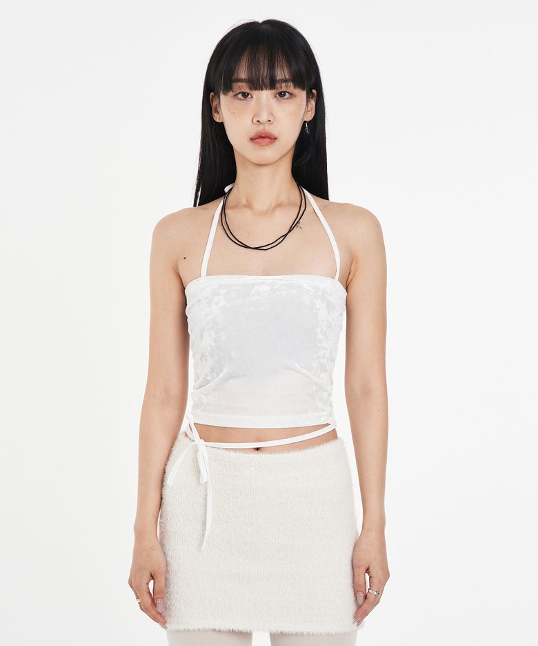 VELVET STRING TUBE TOP (WHITE)