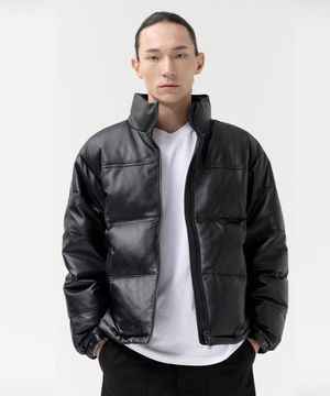 [LAMBSKIN] LEATHER GOOSE-DOWN PADDING (BLACK)