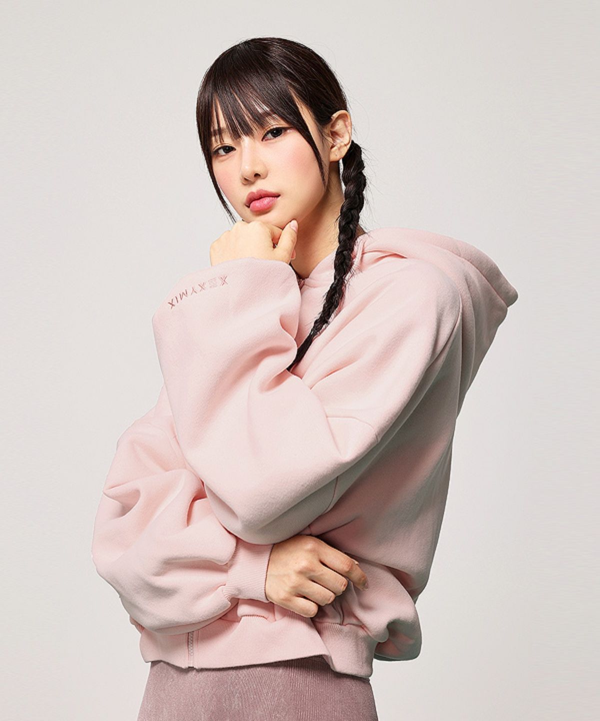 젝시믹스(XEXYMIX) 내핑 후드 집업 세피아핑크