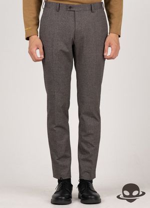 캐시필 테이퍼드 하운드 체크 슬랙스 브라운