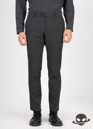 캐시필 테이퍼드  체크  슬랙스 차콜