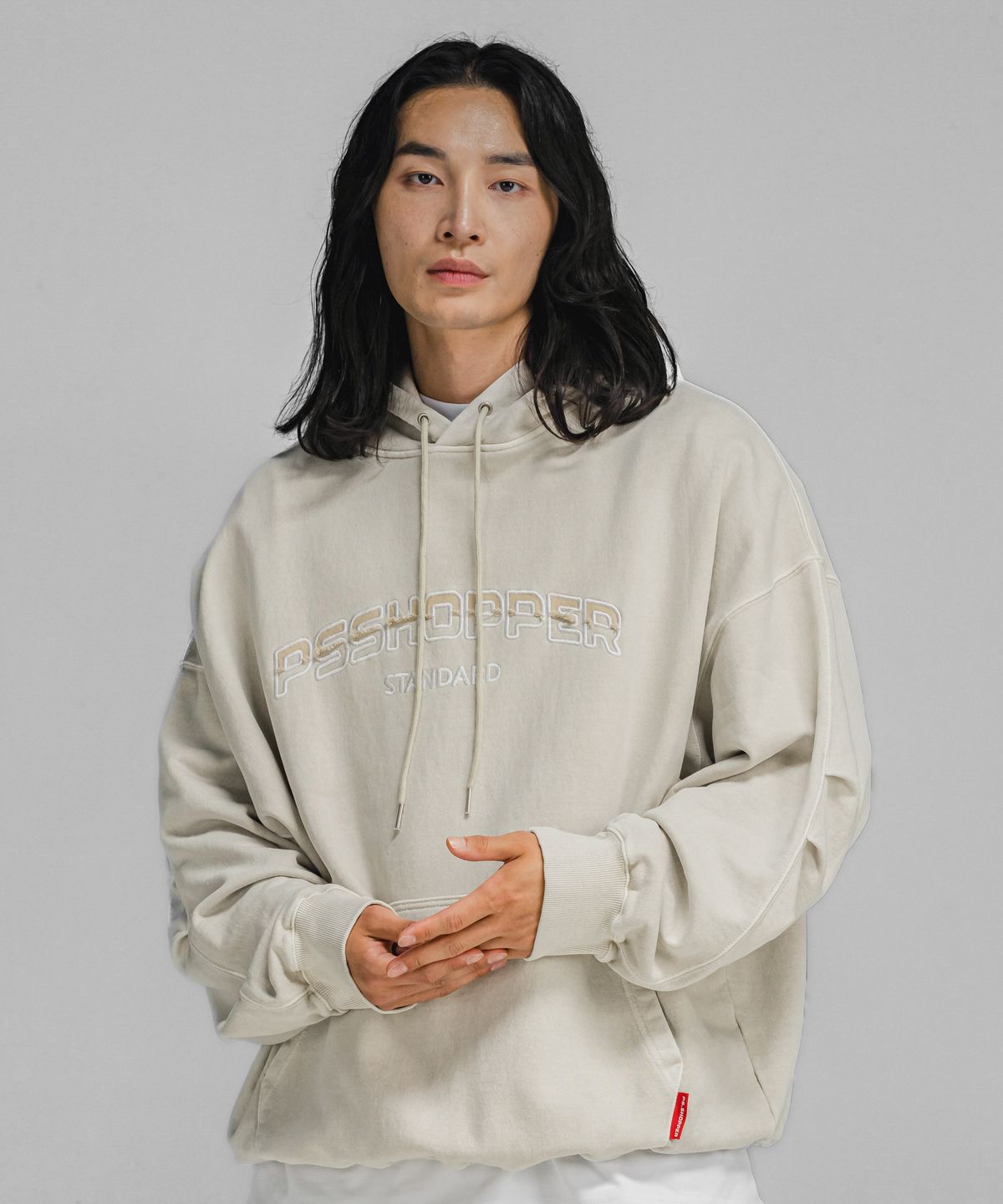 피에스쇼퍼(PSSHOPPER) 오리지널 피그먼트 워싱 후디 [크림]