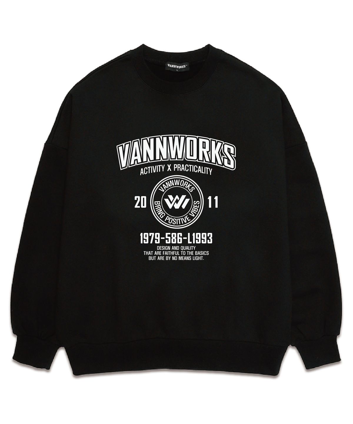 밴웍스(VANNWORKS) ACTIVITY ARCH 오버핏 맨투맨 (VLS0051) 블랙/화이트