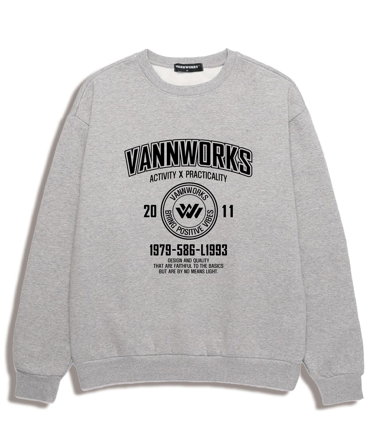 밴웍스(VANNWORKS) ACTIVITY ARCH 오버핏 맨투맨 (VLS0051) 멜란지그레이/블랙