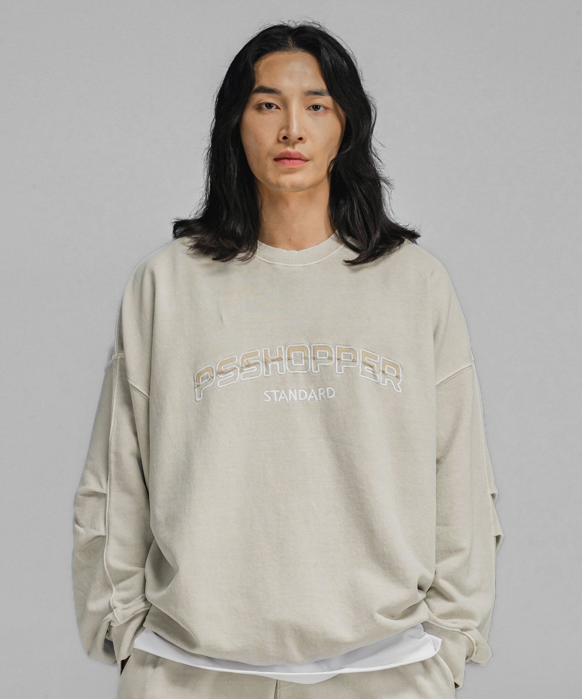 피에스쇼퍼(PSSHOPPER) 오리지널 피그먼트 워싱 스웨트셔츠 [크림]