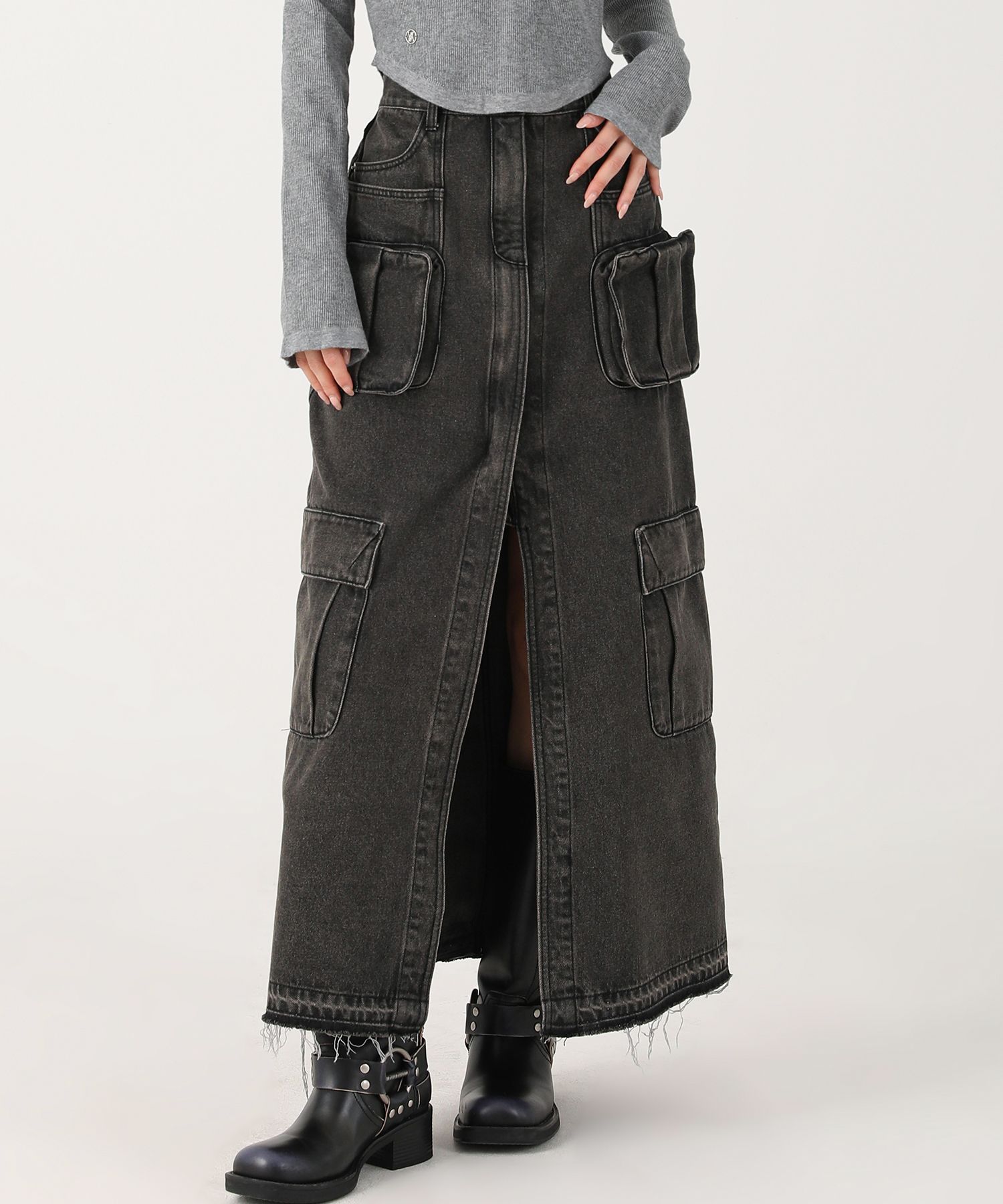 スカート AVANDRESS Evelyn Long Denim Skirt BLACK AD43SK18BK MUSINSA公式 | AVANDRESS Evelyn Long Denim Skirt BLACK