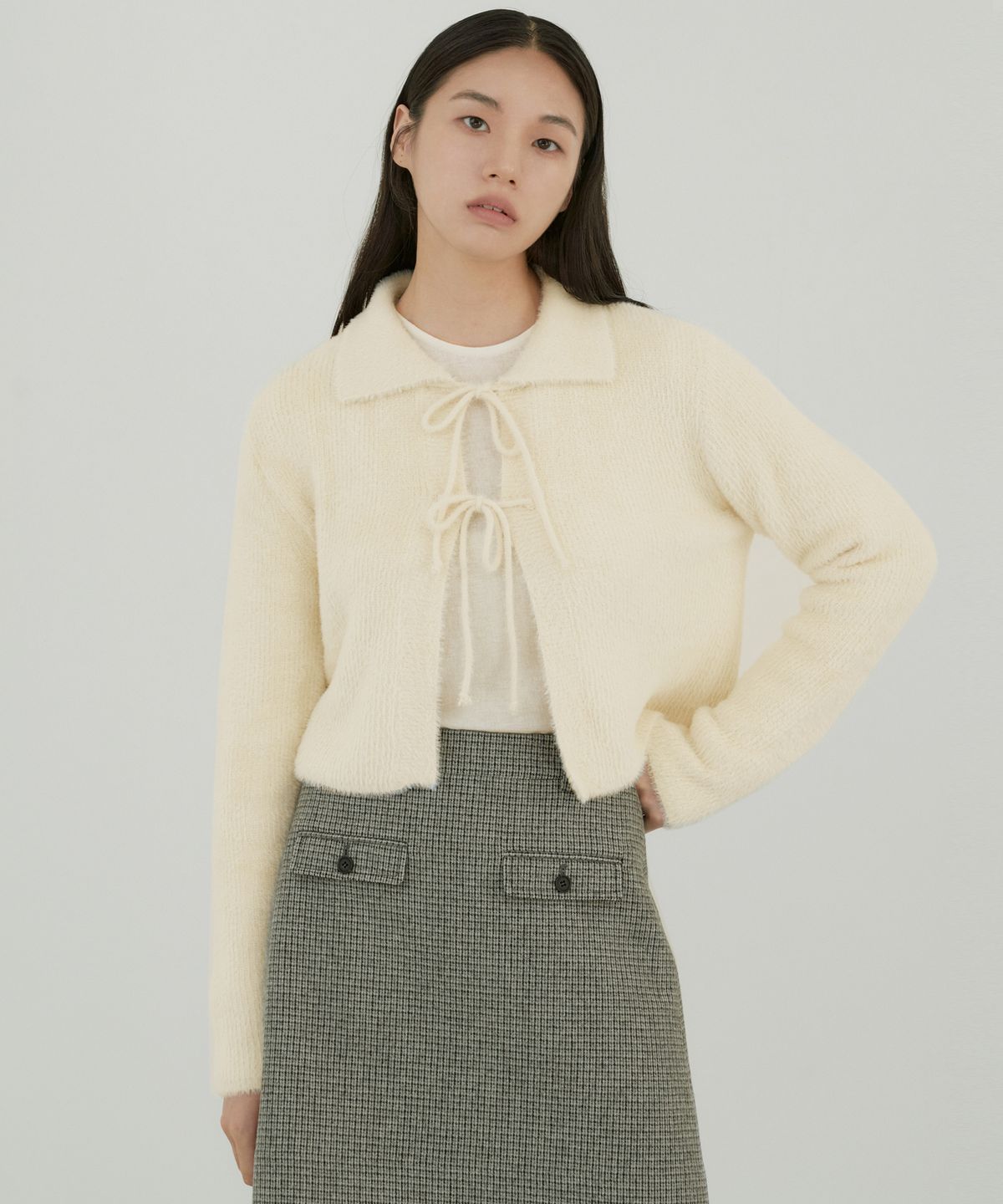 오떼뜨(OCTETTE) 소프트 플러피 가디건-아이보리