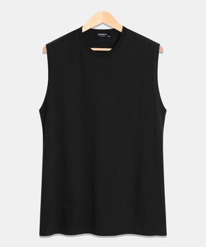 레이어드 오버핏 슬리브리스 블랙