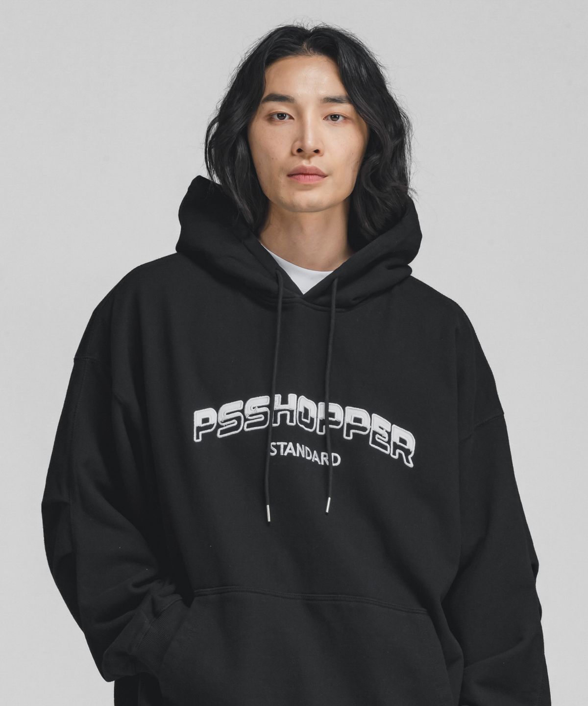 피에스쇼퍼(PSSHOPPER) 오리지널 로고 워싱 후디 [블랙]