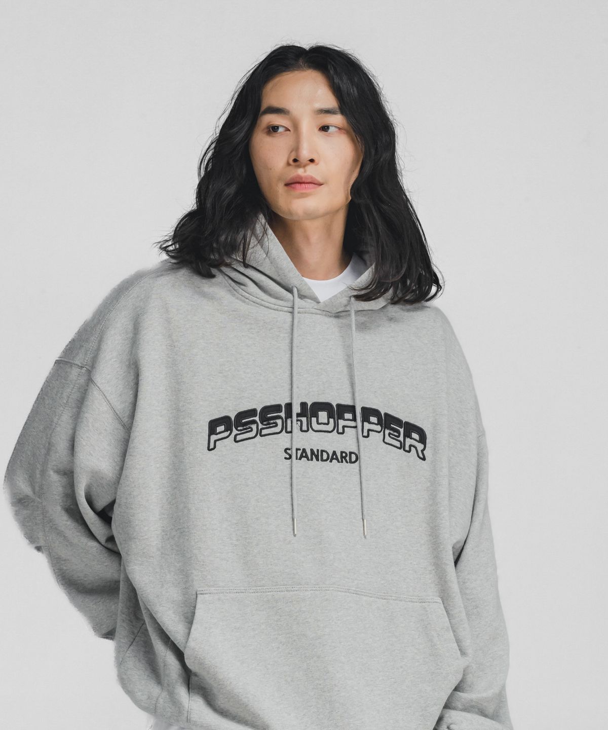 피에스쇼퍼(PSSHOPPER) 오리지널 로고 워싱 후디 [그레이]