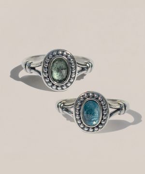 925실버 그린 아쿠아 천연 원석 반지 렌/ Wren