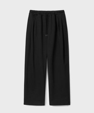 TWO TUCK WIDE SWEAT PANTS [BLACK]