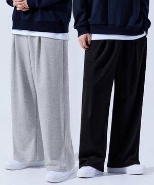 [2PACK 논기모or기모] 컴포트 원턱 밴딩 와이드 트레이닝 팬츠 2color