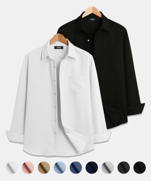 [2PACK] 솔리드 링클프리 루즈핏 무지 셔츠 9color