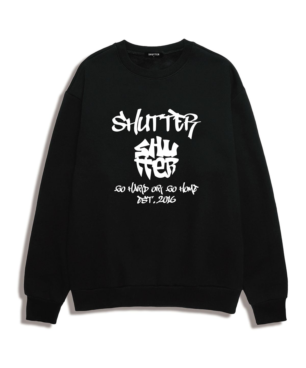 셔터(SHUTTER) CIRCLE GRAFFIT 오버핏 맨투맨 (STLS004) 블랙