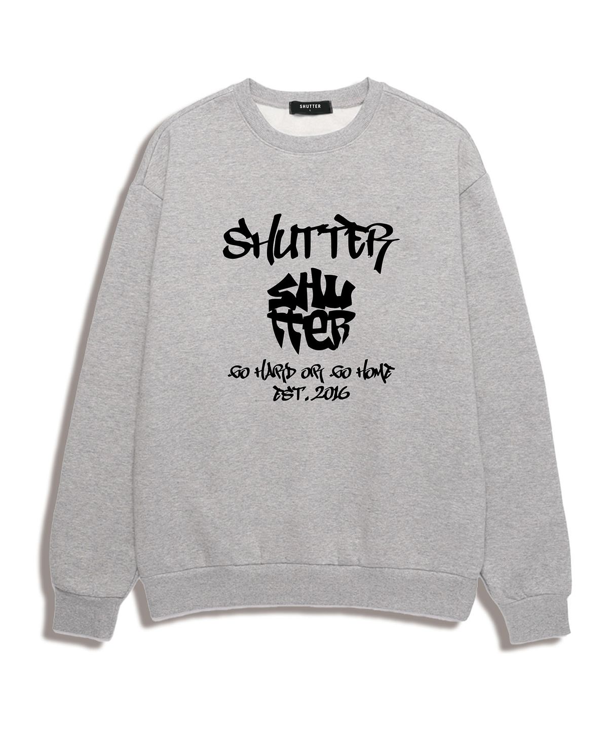 셔터(SHUTTER) CIRCLE GRAFFIT 오버핏 맨투맨 (STLS004) 멜란지그레이