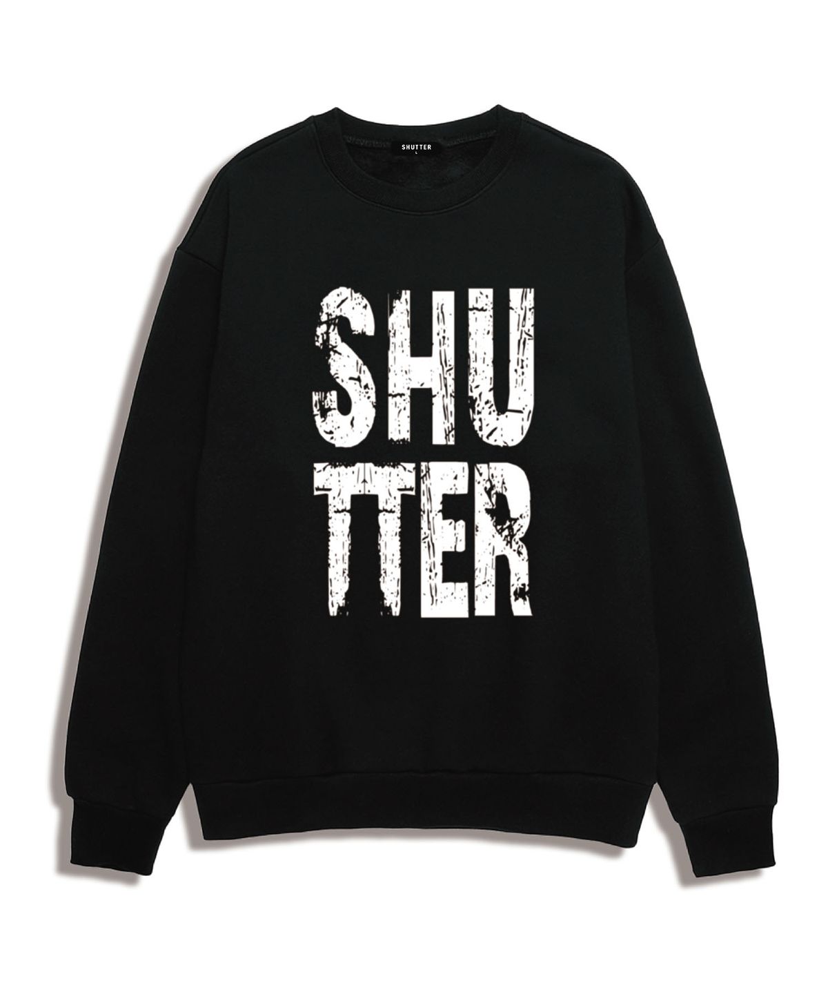셔터(SHUTTER) RUSTY LOGO 오버핏 맨투맨 (STLS005) 블랙