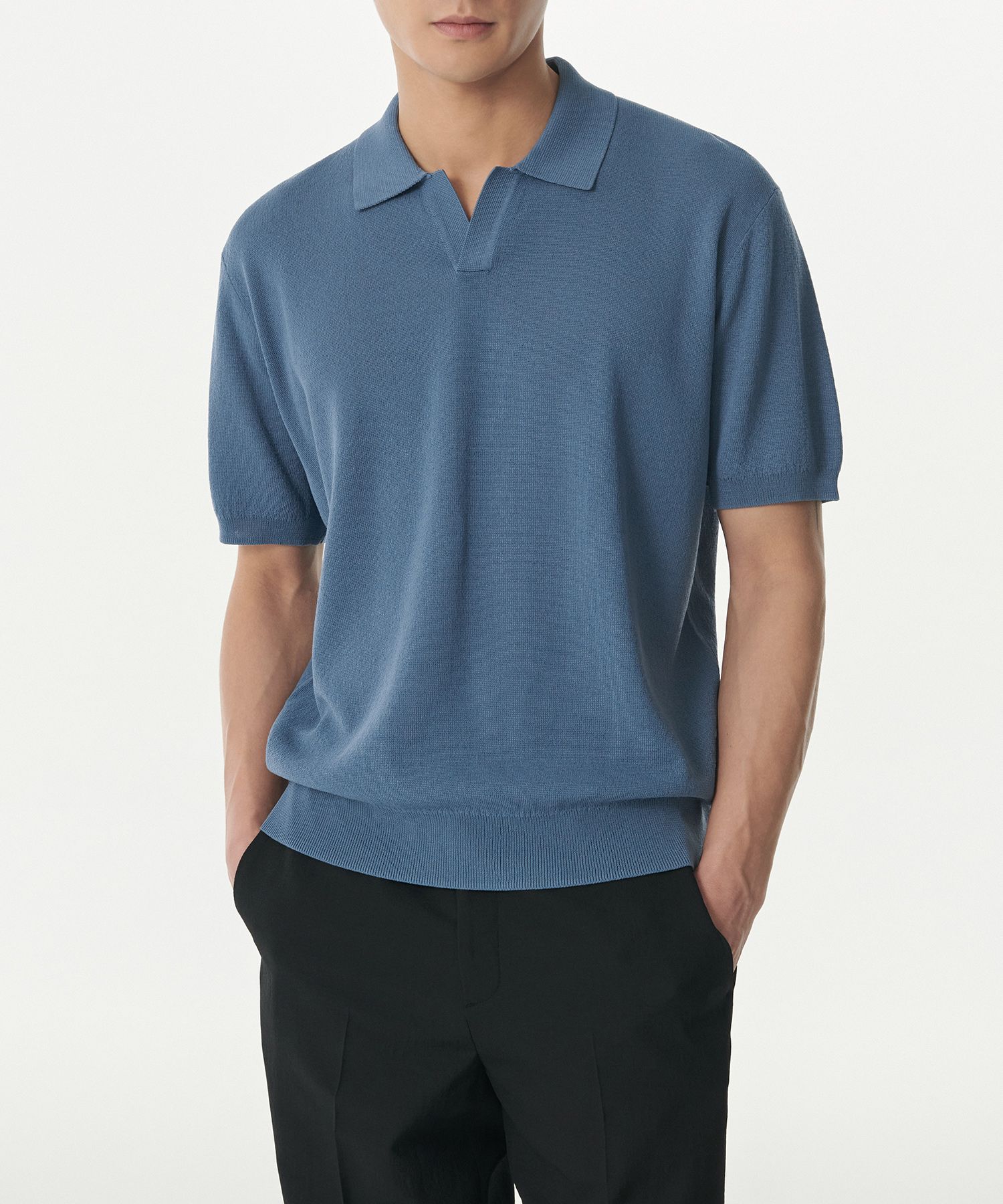 MUSINSA | MUSINSA STANDARD Cool Touch Slit Neck Knitted Polo