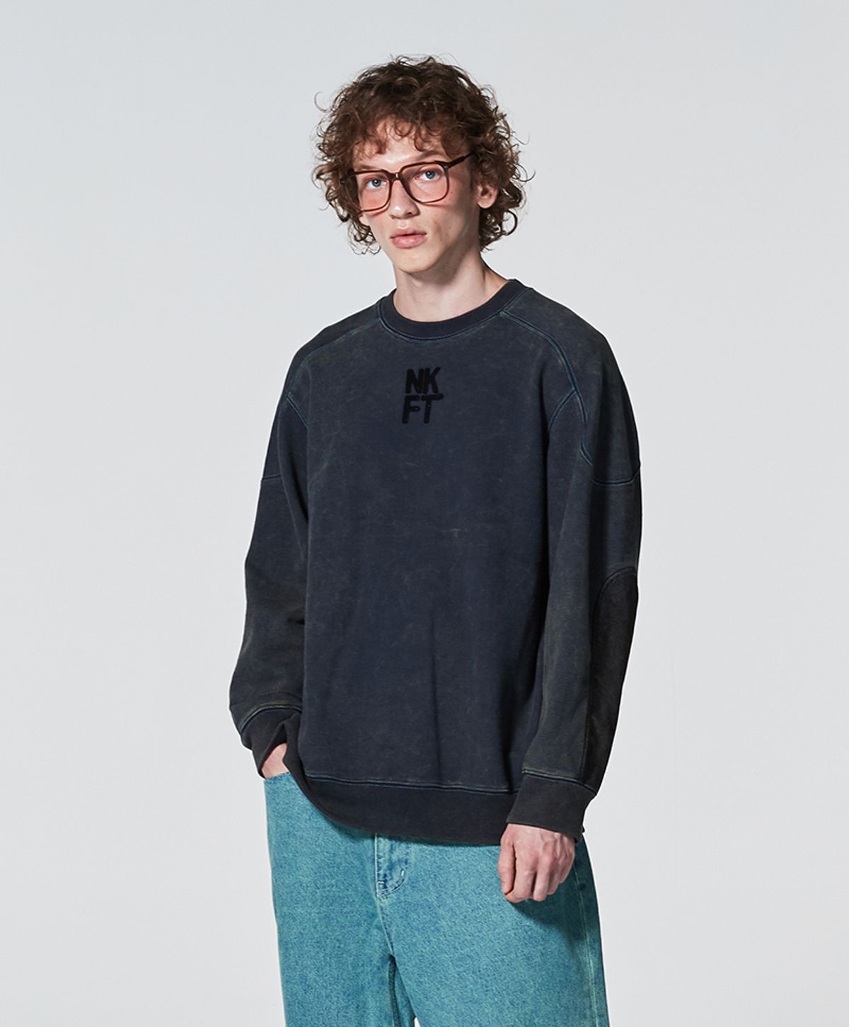 누크피터(NUUKFITTER) TWO TONE DYEING SWEAT SHIRT [NAVY]