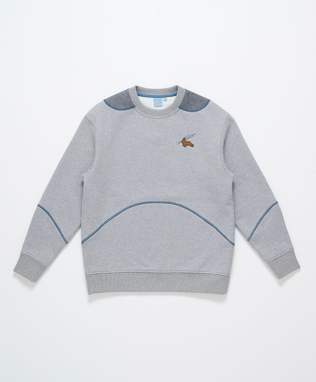 누크피터(NUUKFITTER) COLOR PATCH WINTER SWEAT SHIRT [MELANGE GRAY]