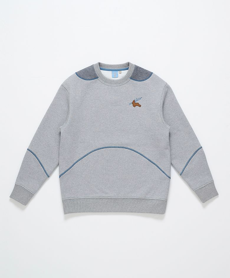 COLOR PATCH WINTER SWEAT SHIRT [MELANGE GRAY] 컬러패치 기모 맨투맨 자수 워싱 스웻셔츠 멜란지그레이