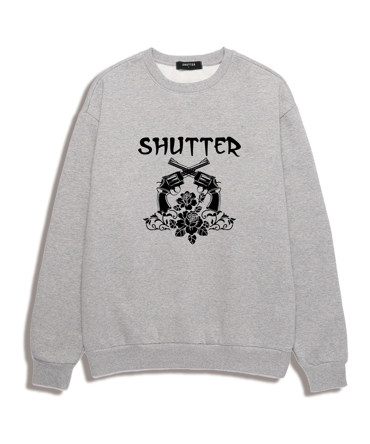 셔터(SHUTTER) ROSE PISTOL 오버핏 맨투맨 (STLS006) 멜란지그레이