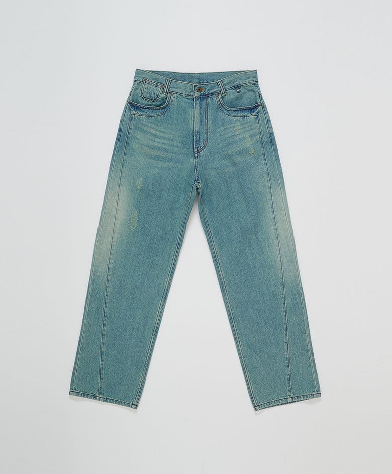 COLOR DYEING WIDE JEANS [ICE BLUE] 컬러 염색 와이드 청바지 데님 팬츠 아이스 블루