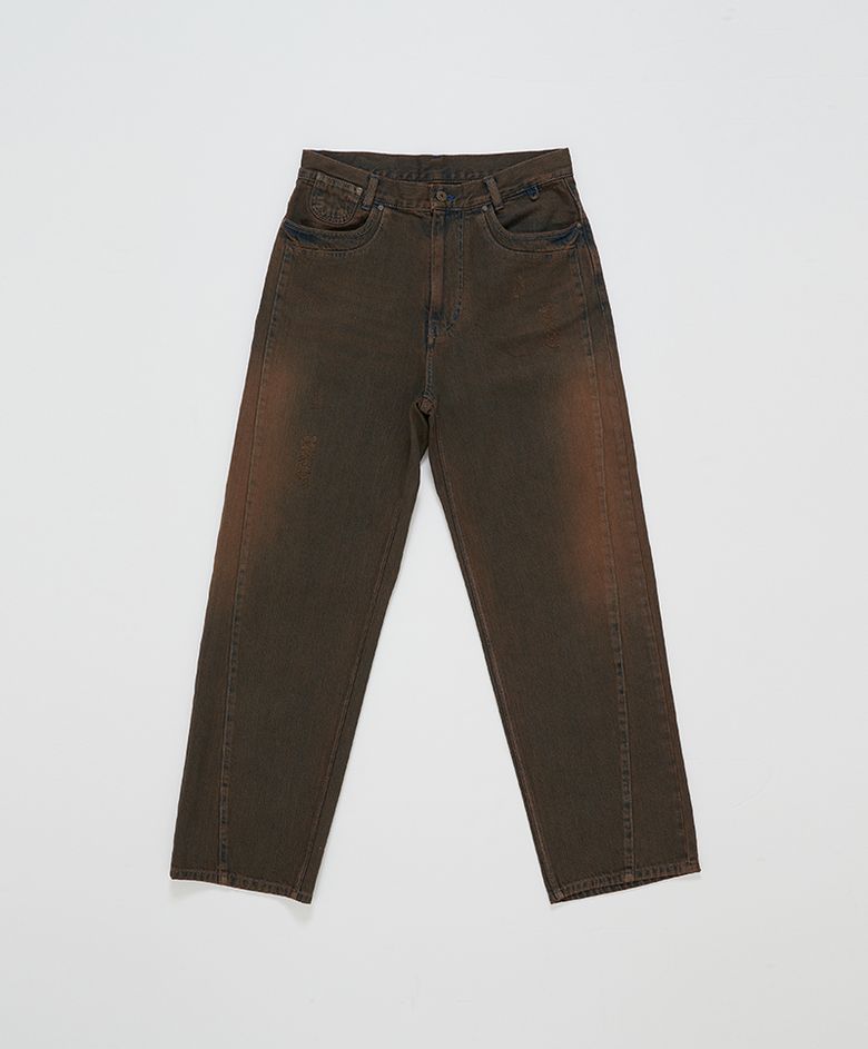 COLOR DYEING WIDE JEANS [BROWN] 컬러 염색 와이드 청바지 데님 팬츠 브라운