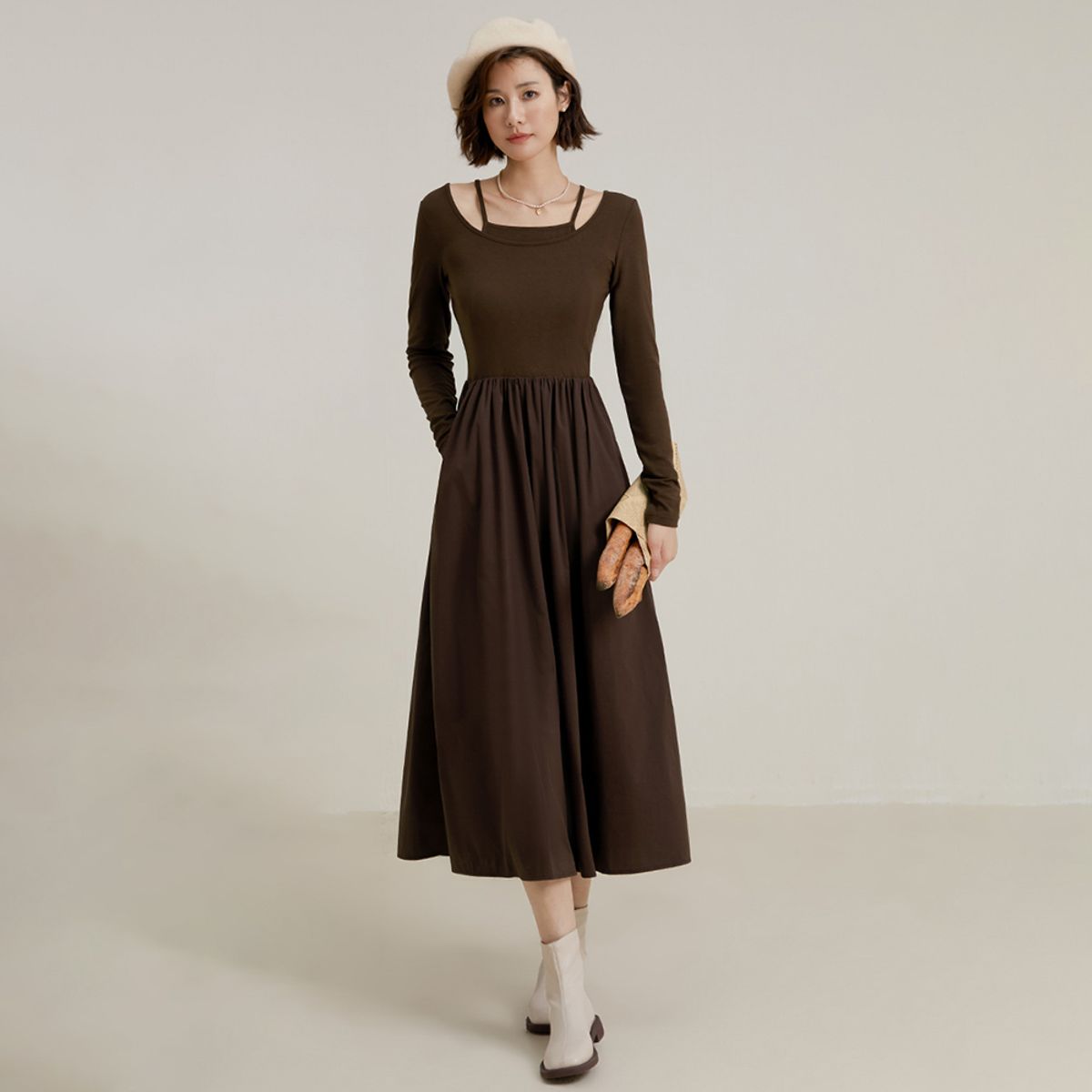 랭썬(LANGSON) LS_Diary inner long dress