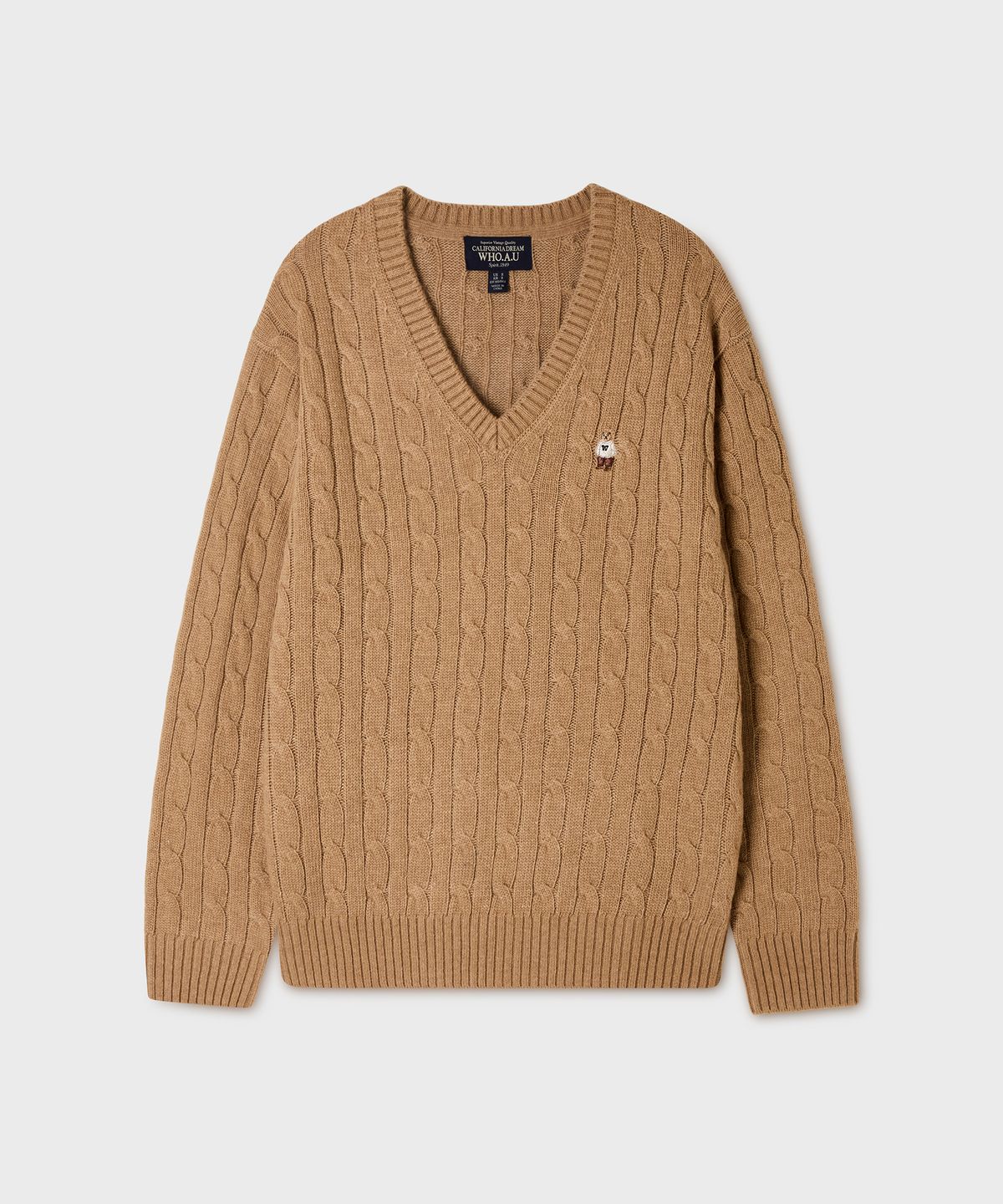 후아유(WHO.A.U) Steve Cable V-neck Pullover / WHKAG4922F