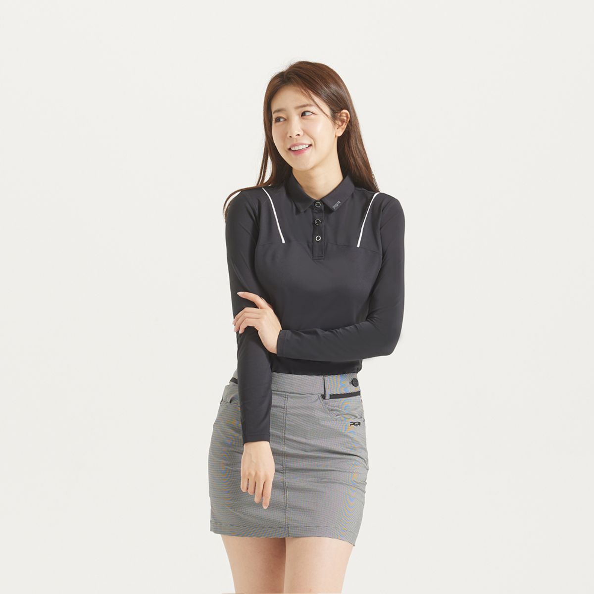 피지알(PGR) 긴팔 카라 티셔츠 블랙 GT-4307