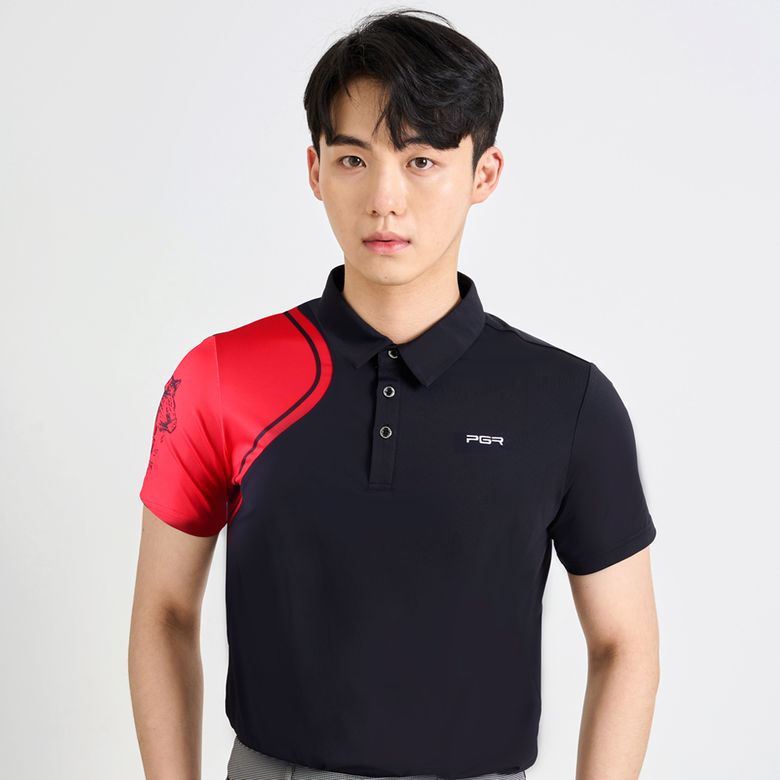 반팔 카라 티셔츠 타이거프린팅 GT-3295