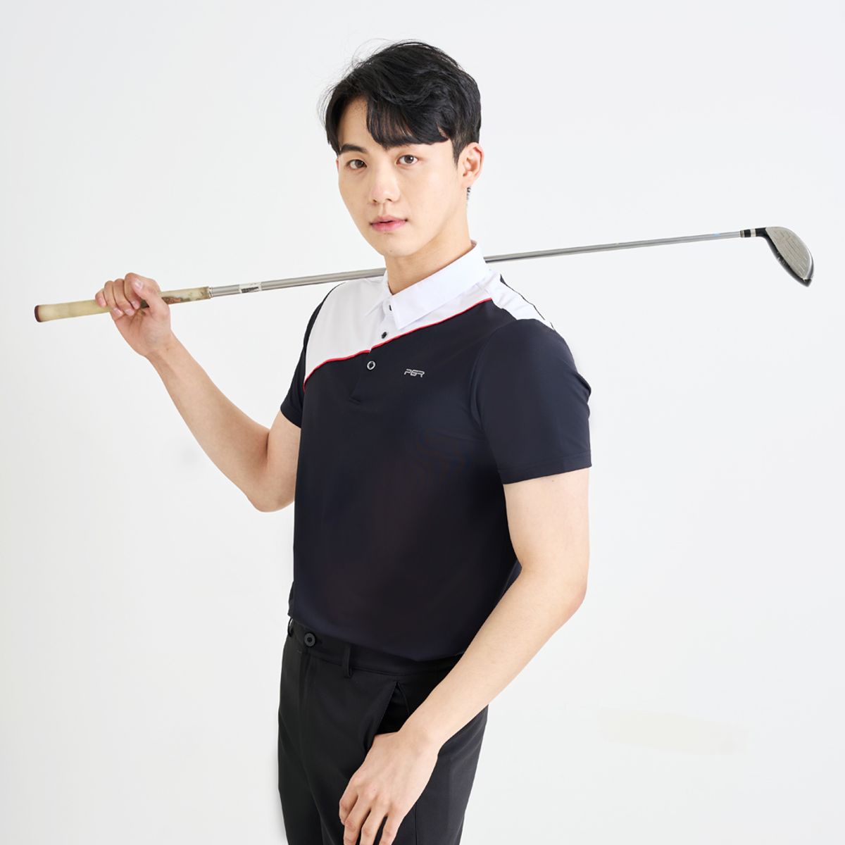피지알(PGR) 반팔 카라 티셔츠 블랙 GT-3300