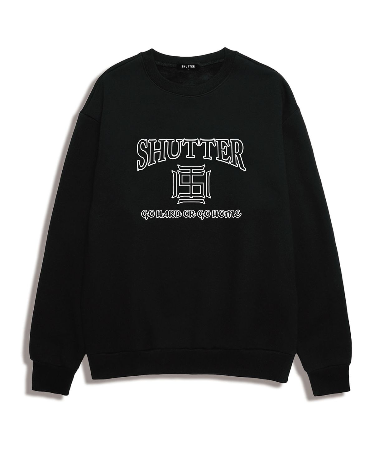 셔터(SHUTTER) ST ARCH LOGO 오버핏 맨투맨 (STLS008) 블랙
