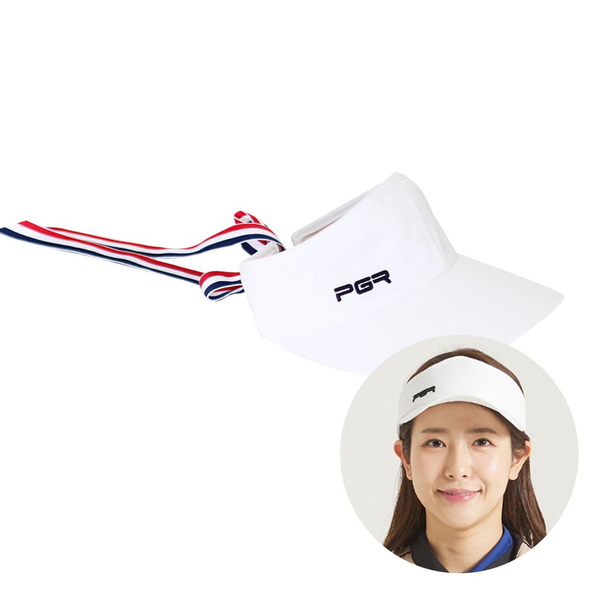 피지알(PGR) 썬캡 화이트 리본포인트 PSC-880