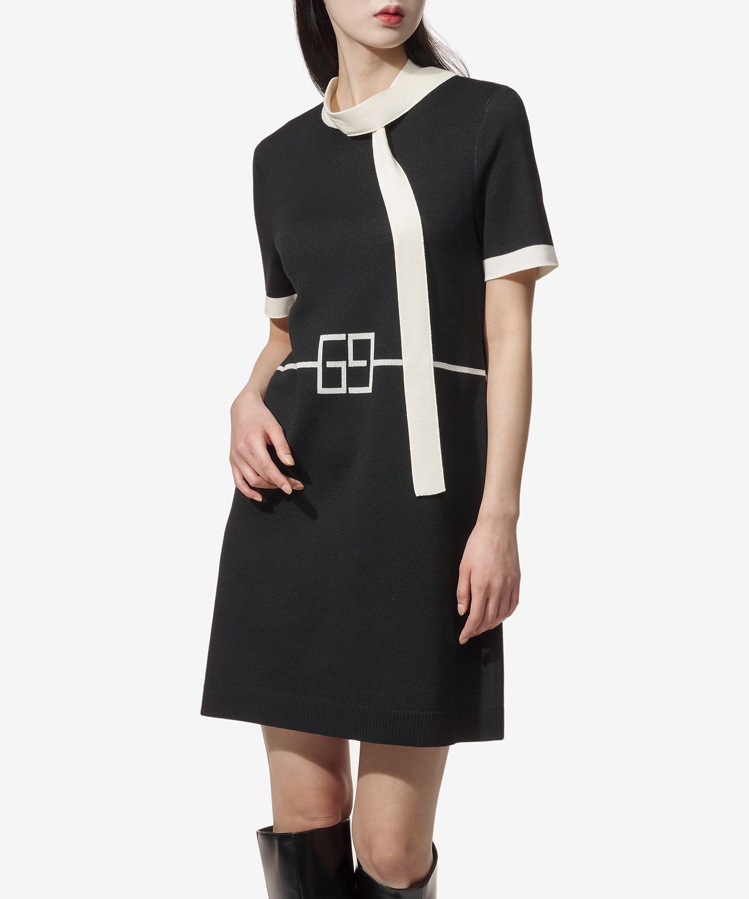 【GUCCI】スリム GG ウールジャカード リボンドレス MUSINSA | GUCCI Slim GG Wool Jacquard Ribbon Dress - Black