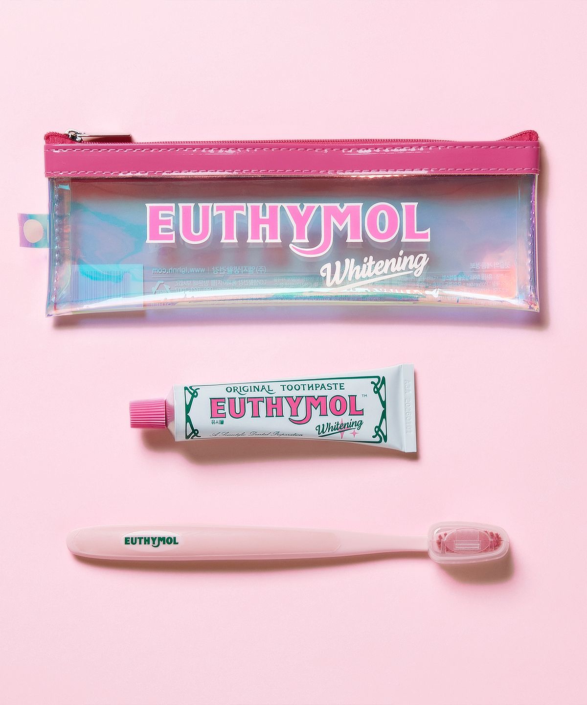 유시몰(EUTHYMOL) 화이트닝 트래블키트(치약40g+칫솔+파우치)