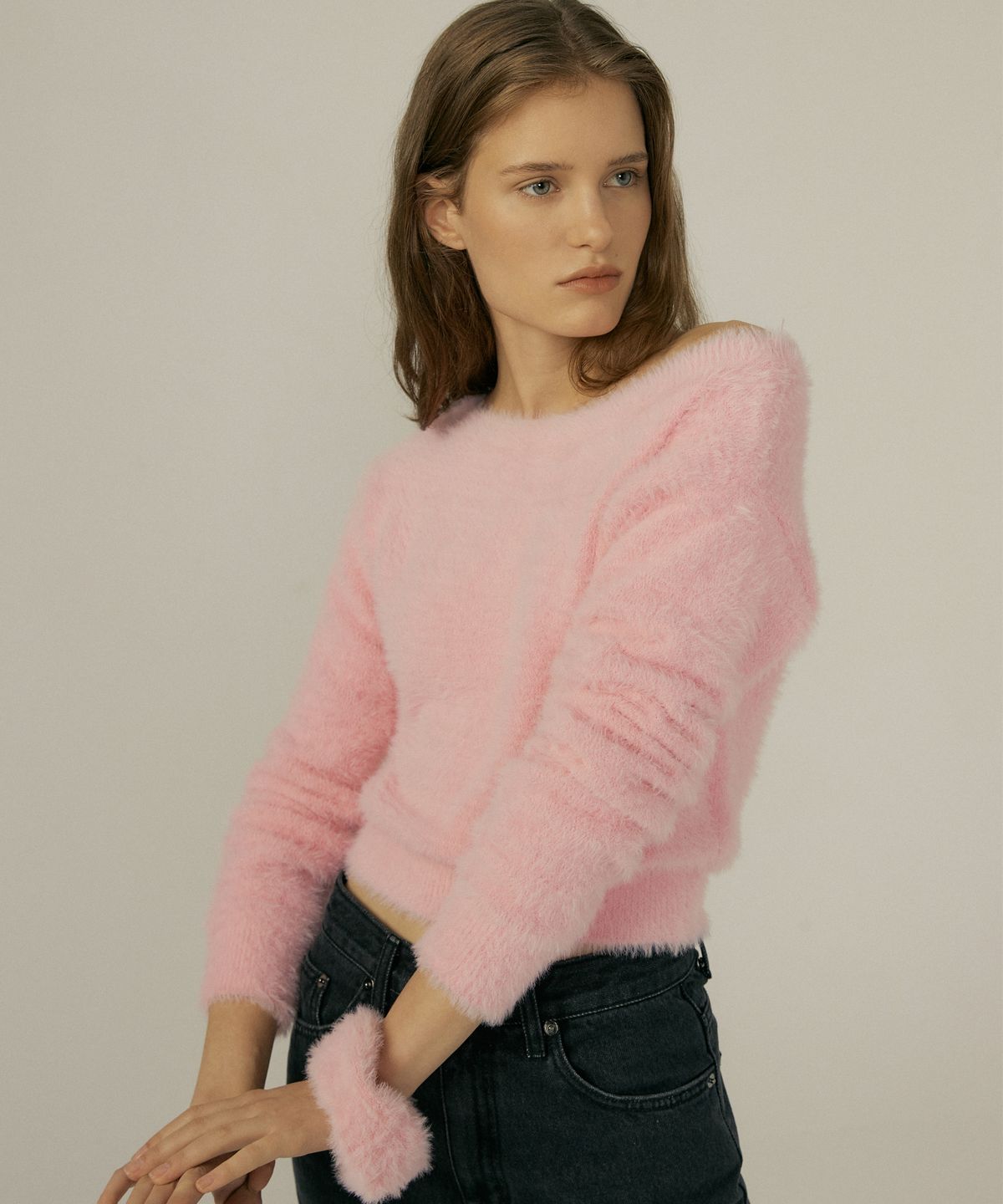 오떼뜨(OCTETTE) SOFT BOAT NECK KNIT_PINK