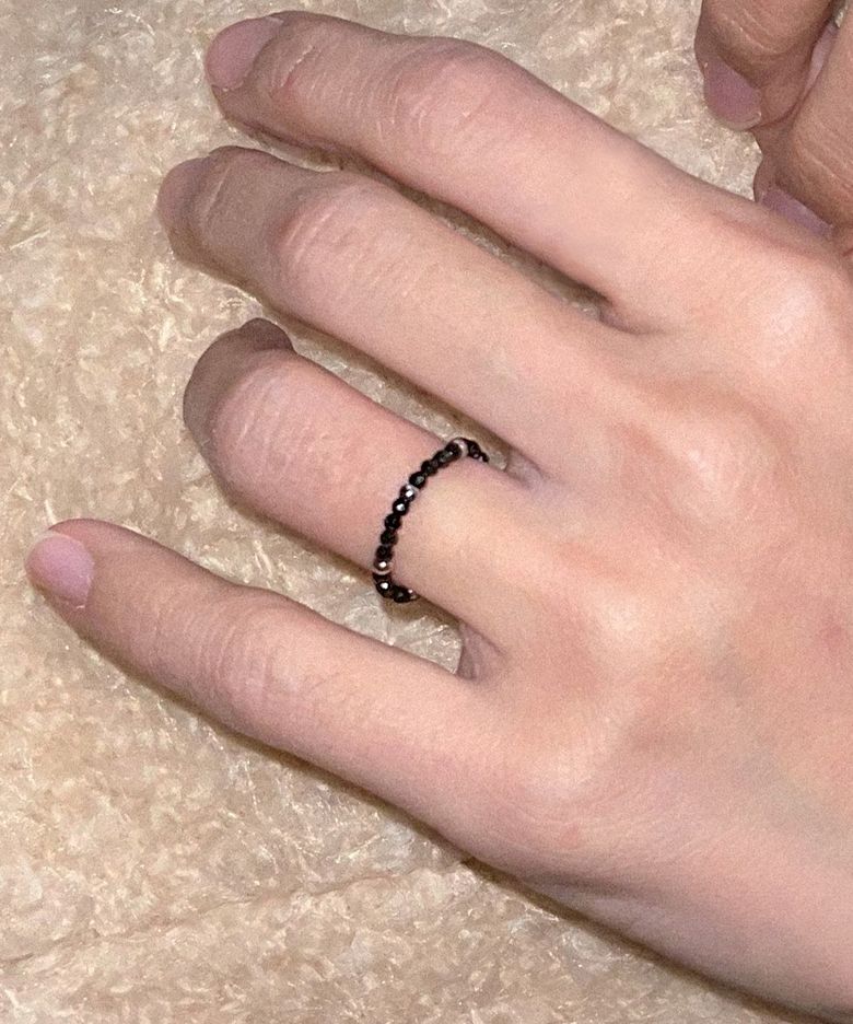 Black gemstone with surgical ball ring
