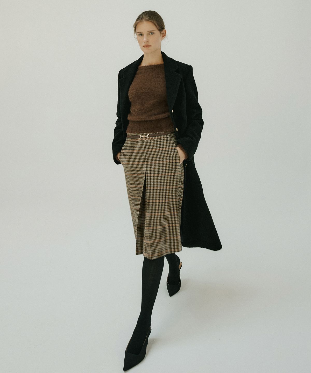 오떼뜨(OCTETTE) FRENCH CHECK WOOL SK_BROWN