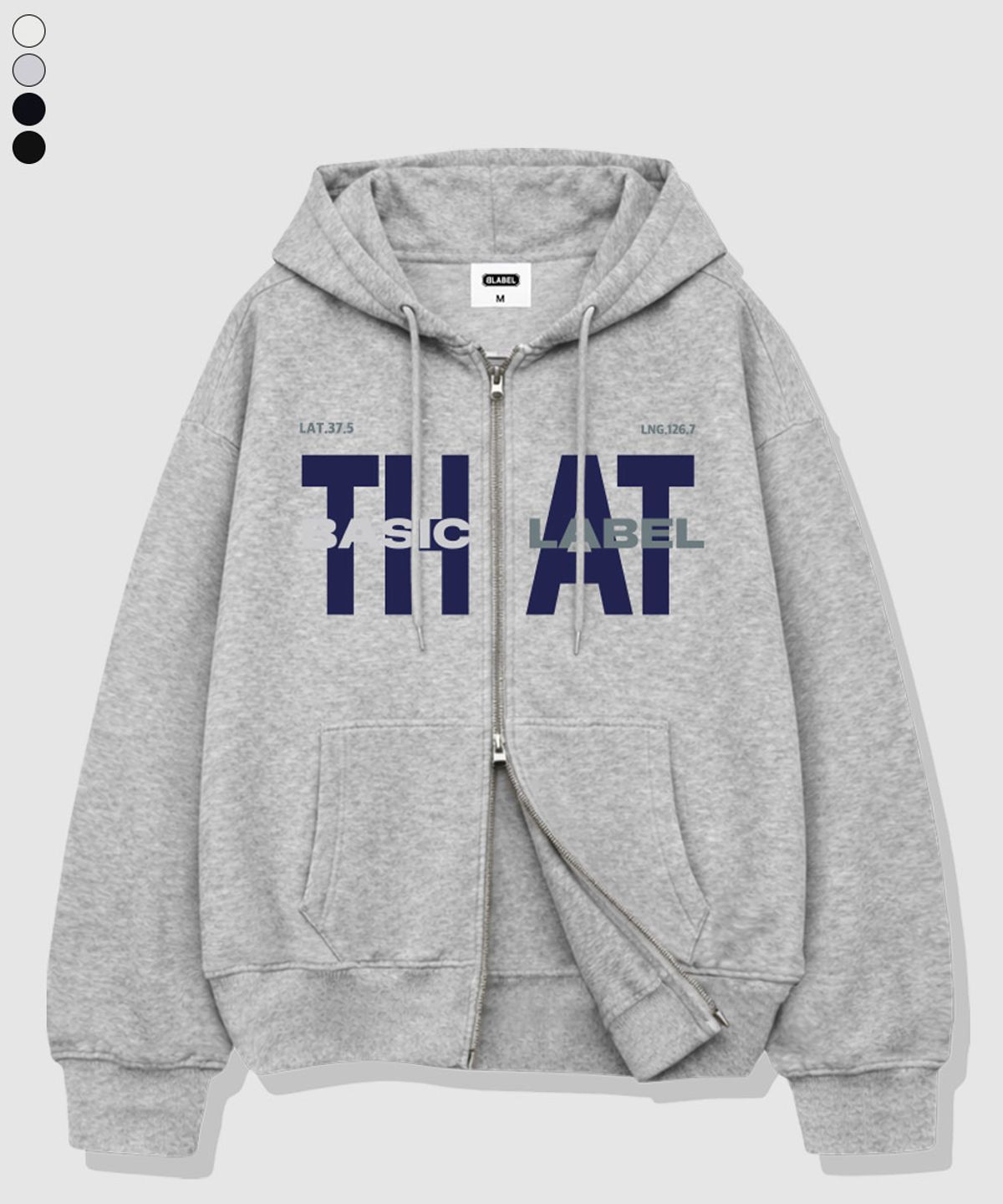 베이직라벨(BASIC LABEL) Type That 2-Way Oversized Hoodie Zip-Up 3 Color [BLBH_2005]